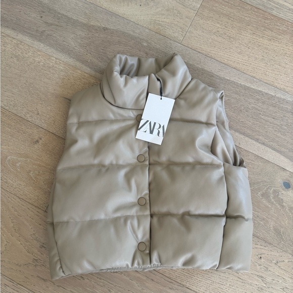 Zara Tan Quilted Puffer Vest - Picture 1 of 3